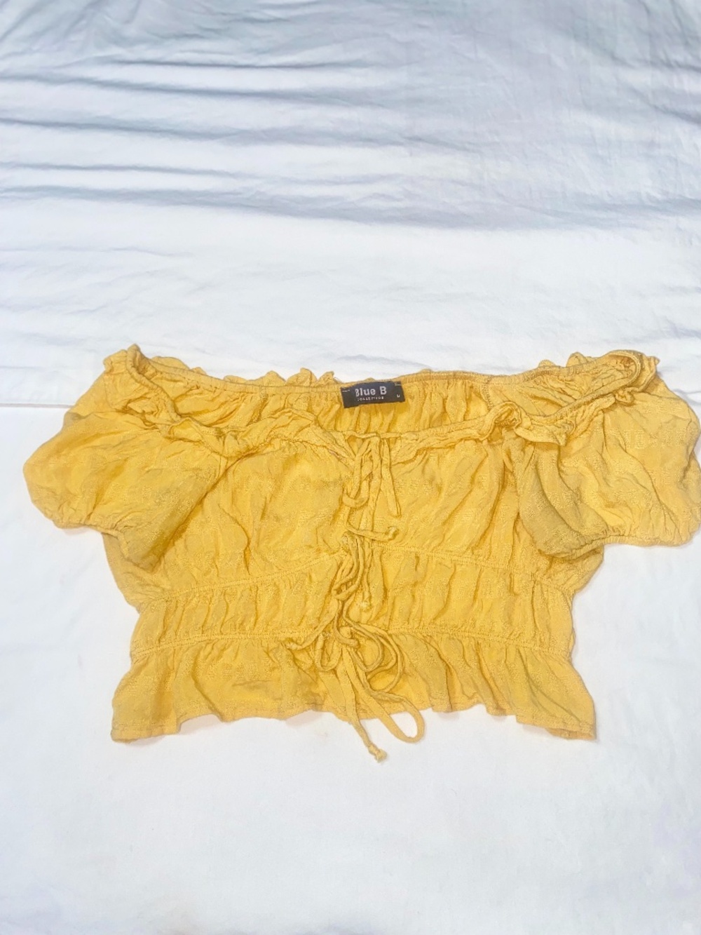 Blue B Collection Mustard Yellow Ruffle Crop Top- Size Medium